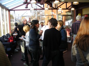 Mingling at the launch