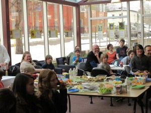 Some of the happy folk at my launch. (See the snow outside? Sigh.)