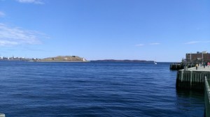 Blue sky, blue water.