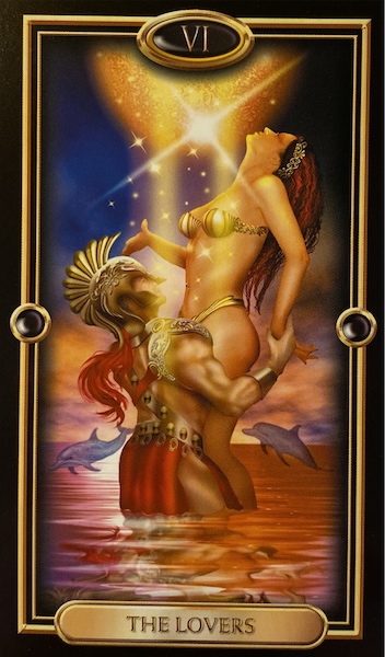 The Lovers card from Gilded Tarot