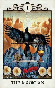 The Magician card in the Crow Tarot