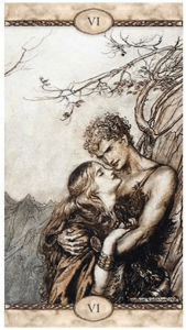 The Lovers card from Rackham tarot