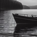 Fishing boat on a lake